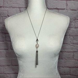 Long necklace tassel pink crystal